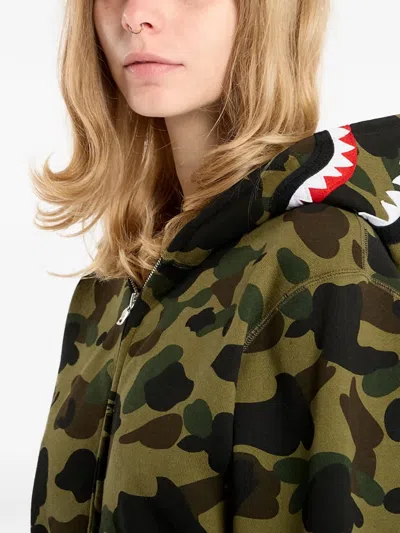 A Bathing Ape 1st Camo Shark Zip-up Hoodie In Green