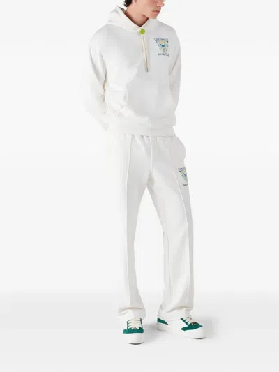 Casablanca Tennis Club Logo-print Hooded Cotton Sweatshirt In White