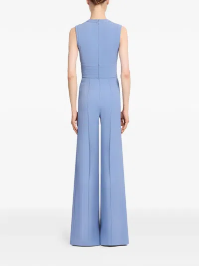 Elie Saab Lace-up Round-neck Jumpsuit In Blue