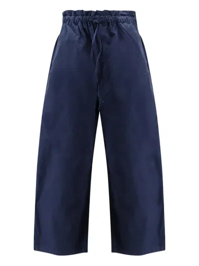Polo Ralph Lauren Drawstring Barrel-leg Cotton-poplin Trousers In Blue