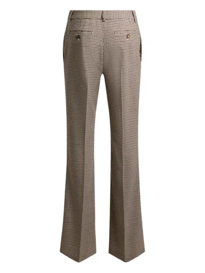 Etro Bootcut Gingham Trousers In Brown