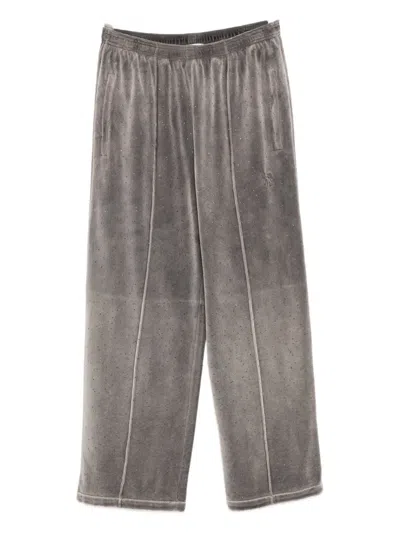 Alexander Wang Crystal-embellished Track Pants In Gray