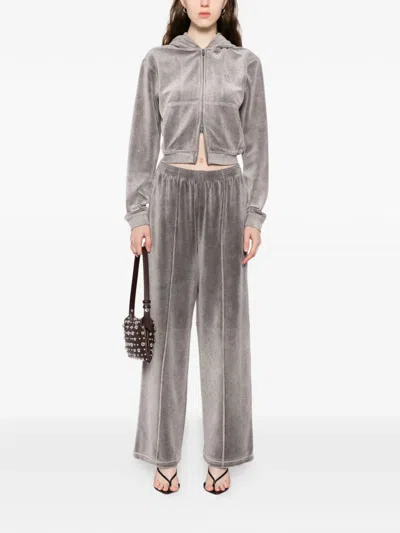 Alexander Wang Crystal-embellished Track Pants In Gray