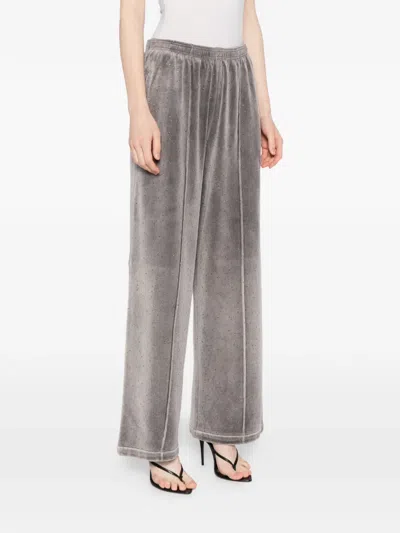 Alexander Wang Crystal-embellished Track Pants In Gray