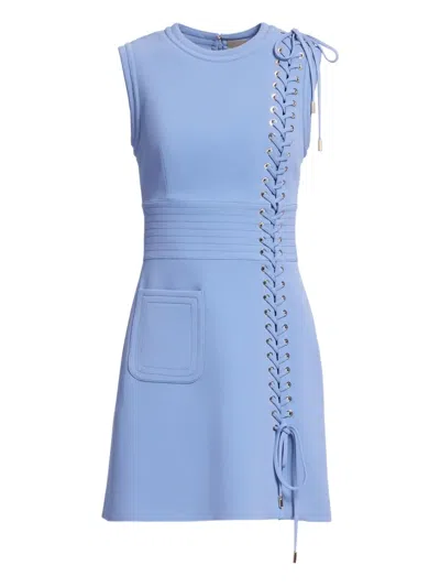 Elie Saab Lace-up Mini Dress In Blue