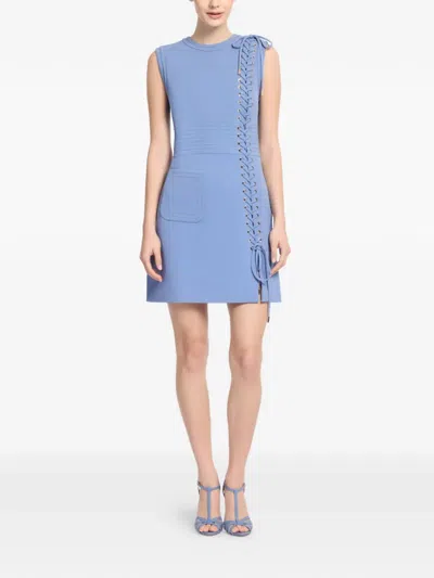 Elie Saab Lace-up Mini Dress In Blue