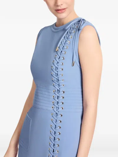 Elie Saab Lace-up Mini Dress In Blue