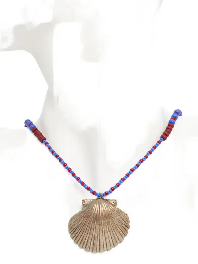 Forte Forte Shell-pendant Beaded Necklace In Multi