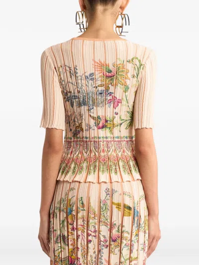 Etro Pleating Floral Top In Neutral