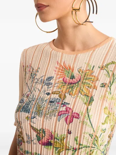 Etro Pleating Floral Top In Neutral