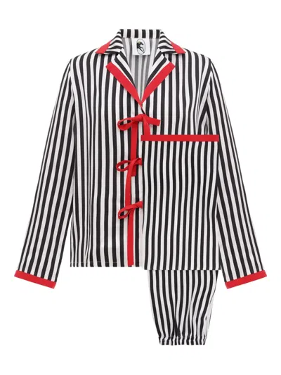 Sleeper The Bow Pajama Set With Red Details In Black