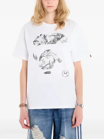 A Bathing Ape Tree Edge Camo Ape Face T-shirt In White