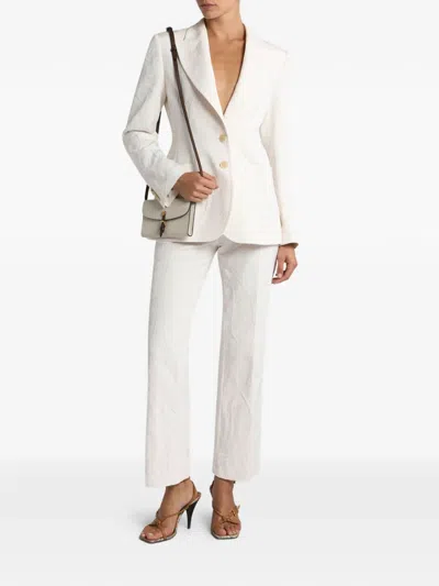 Etro Jacquard Flared Trousers In White