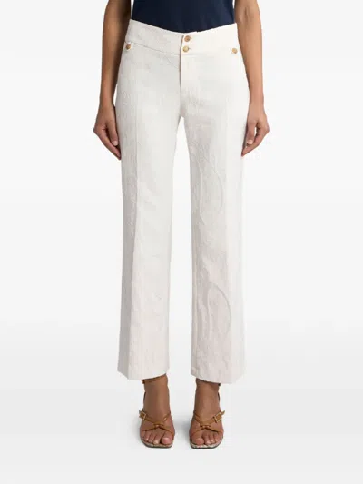 Etro Jacquard Flared Trousers In White