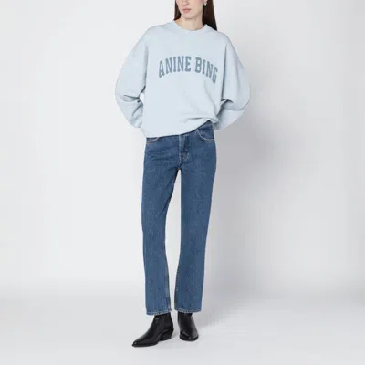 Anine Bing Light Blue Miles Sweatshirt With Logo In Blue