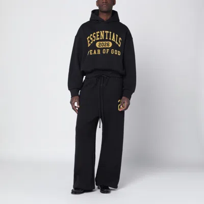 Essentials Black Washed Sweatshirt With Logo Print In Black