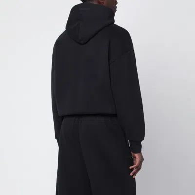 Essentials Black Washed Sweatshirt With Logo Print In Black