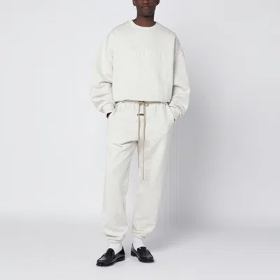 Essentials Light Grey Mélange Crewneck Sweatshirt With Logo In White