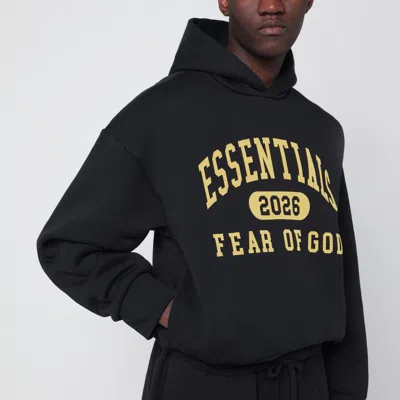Essentials Black Washed Sweatshirt With Logo Print In Black