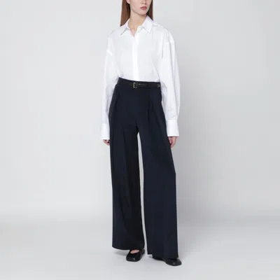 Max Mara Cropped Trousers In Lightweight Wool In Blue