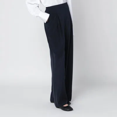 Max Mara Cropped Trousers In Lightweight Wool In Blue