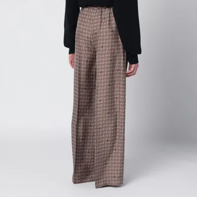 Max Mara Vischio Printed Silk Satin Wide-leg Pants In Brown