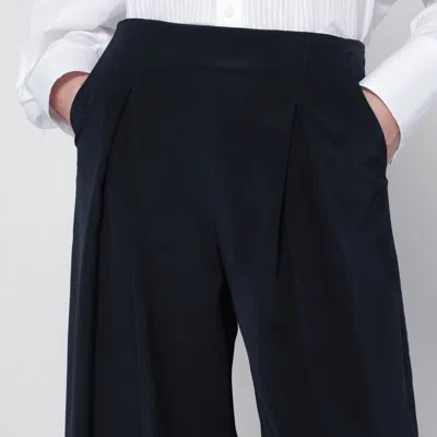 Max Mara Cropped Trousers In Lightweight Wool In Blue
