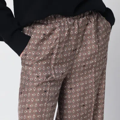 Max Mara Vischio Printed Silk Satin Wide-leg Pants In Brown
