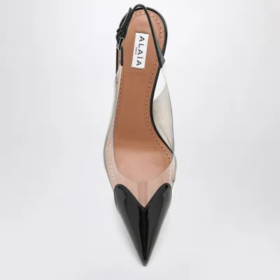 Alaïa Le Coeur Black Patent Leather High Slingback In Animal Print
