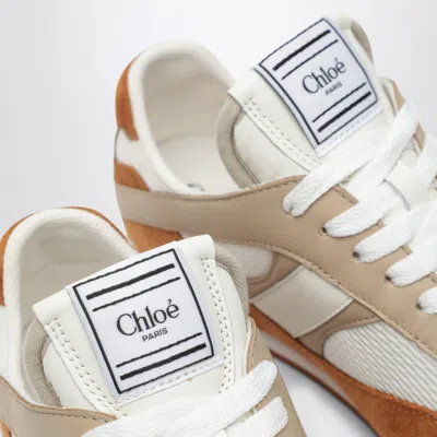 Chloé Kick Brown And White Sneakers In Mesh And Leather In Brown