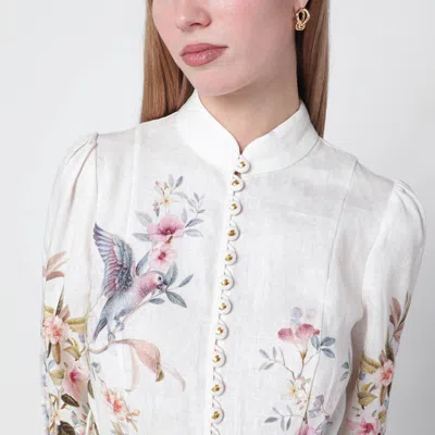 Zimmermann Rebellion Multicolor Midi Dress With Bow Detail On The Front And All-over Floral Print In Linen Woma