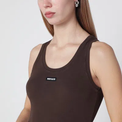 Rotate Birger Christensen Brown Cotton-blend Tank Top In Brown