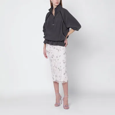 Rotate Birger Christensen Grey Fleece Hoodie With Drawstring In Gray