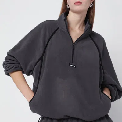 Rotate Birger Christensen Grey Fleece Hoodie With Drawstring In Gray