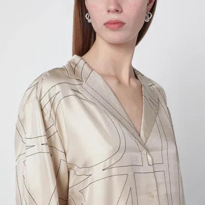 Totême Silk Shirt With Monogram Logo Embroidery In White