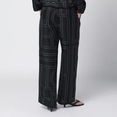 Totême Toteme Women Silk Trousers With Monogram Logo Embroidery In Multi