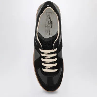 Maison Margiela Casual Low Top Sneakers With Suede Panels In Black