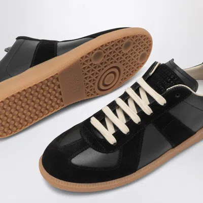 Maison Margiela Casual Low Top Sneakers With Suede Panels In Black
