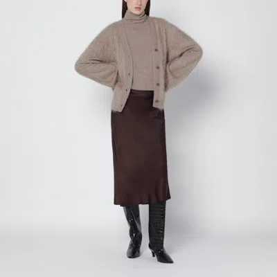 Anine Bing Brown Silk Bar Midi Skirt In Brown