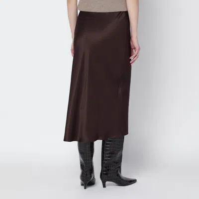 Anine Bing Brown Silk Bar Midi Skirt In Brown