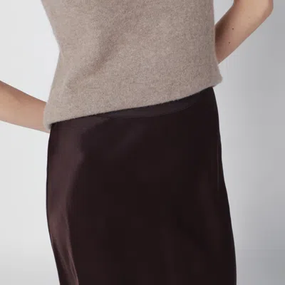 Anine Bing Brown Silk Bar Midi Skirt In Brown