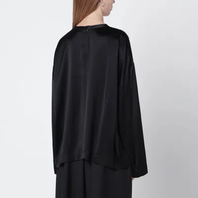 Totême Black Oversized Satin Blouse In Black