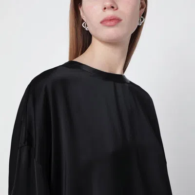 Totême Black Oversized Satin Blouse In Black