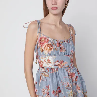 Zimmermann Womens Chambray Floral Awaken Picnic Floral Linen Midi Dress Xxs In Multi