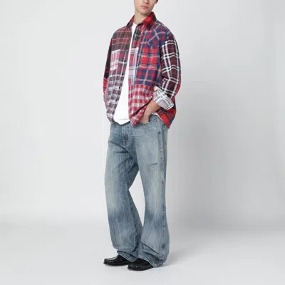 Needles Cotton Patchwork Check Shirt In Multi