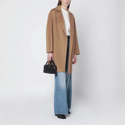 Max Mara Camel Wrap Coat In Cashmere And Wool In Brown