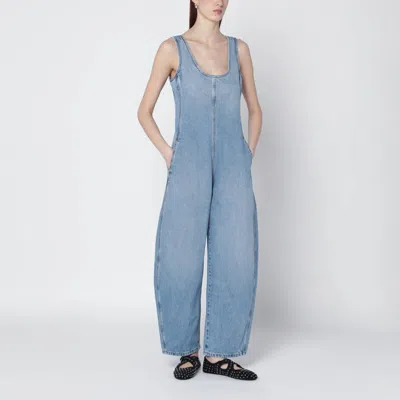 Alaïa Rounded Denim Jumpsuit In Washed Blue In Blue