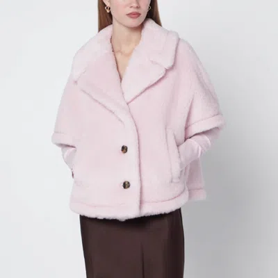 Max Mara Dusty Beige Boxy Teddy Cape In Pink