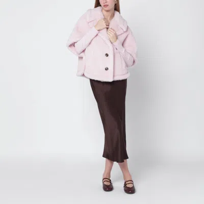 Max Mara Dusty Beige Boxy Teddy Cape In Pink