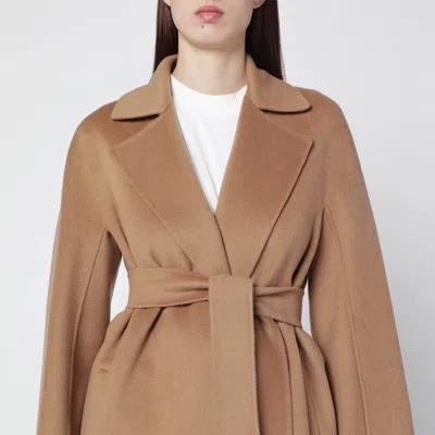 Max Mara Camel Wrap Coat In Cashmere And Wool In Brown